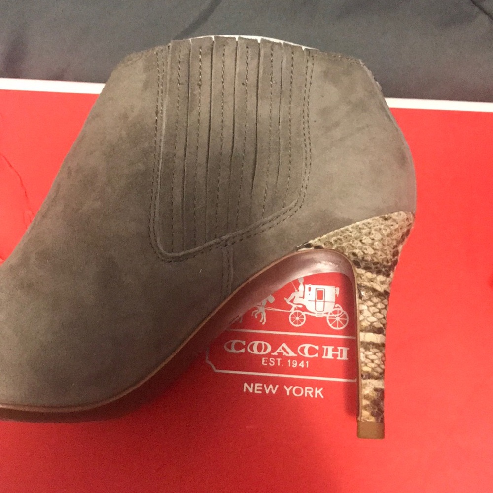 Coach gray suede heel bootie